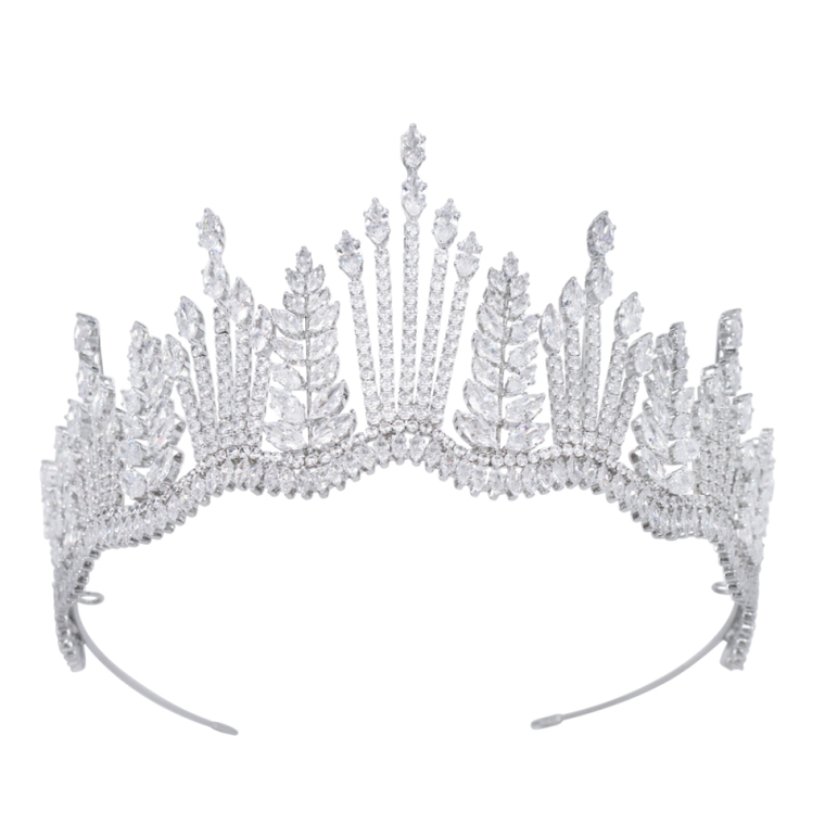 Luxurious CZ Crystal Wedding and Quinceanera Tiara in Silver