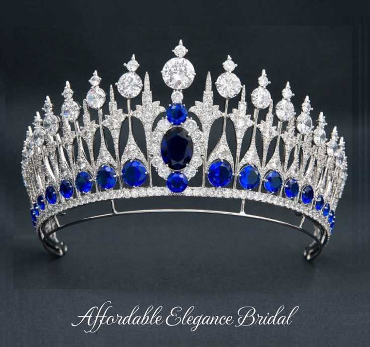 Dutch Sapphire Blue CZ Royal Replica Wedding Tiara