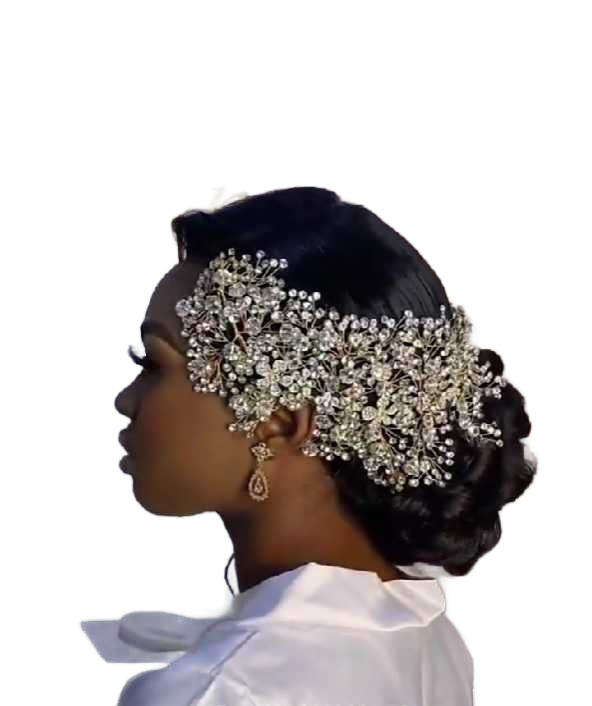 Large Silver Plated Crystal Wedding Headpiece