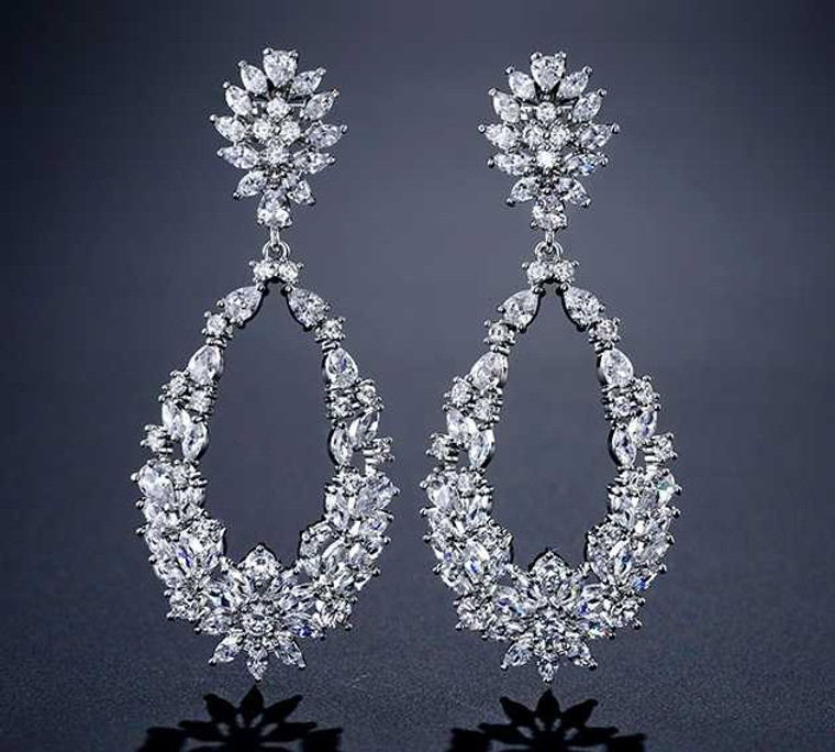 3A CZ Silver or Rose Gold Wedding and Formal Earrings