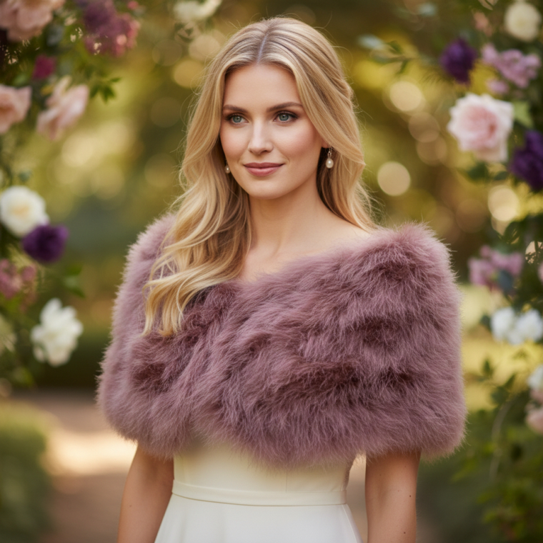 Dusky Pink Vintage Inspired Marabou Feather Bridal Stole Wrap