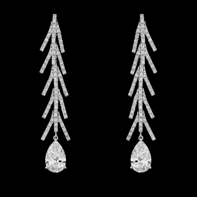 2 3/4" Long CZ Crystal Wedding and Formal Earrings