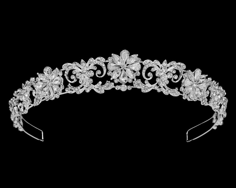 Elegant Silver Plated Rhinestone Wedding Tiara