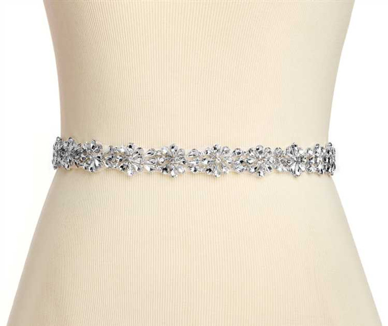 Crystal Pear Shaped Cluster Luxe Wedding Dress Sash Belt