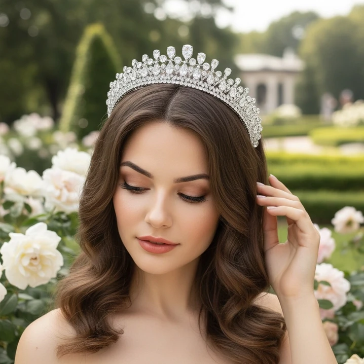 Dazzling CZ Crystal Wedding and Quinceanera Tiara hp7803