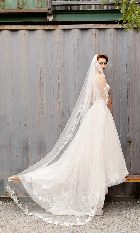 Cathedral Wedding Veil with Sequined Lace Envogue V2288C