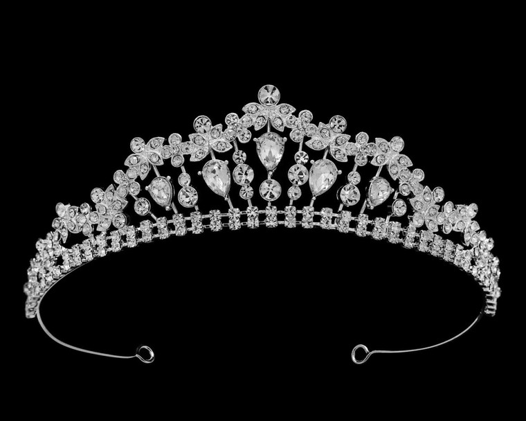 1 1/2" Tall Bridal and Quinceanera Tiara in Silver Plating