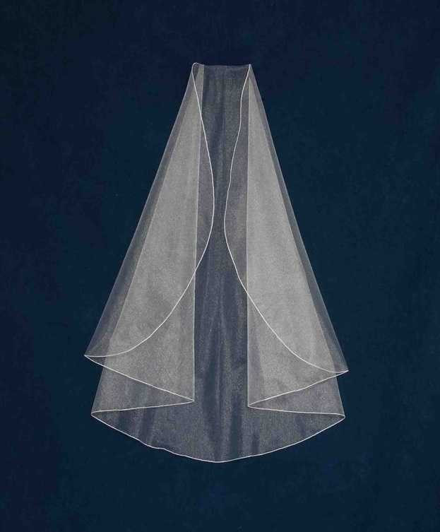 Shimmer Tulle Fingertip Custom Wedding Veil with Pencil Edge V6814