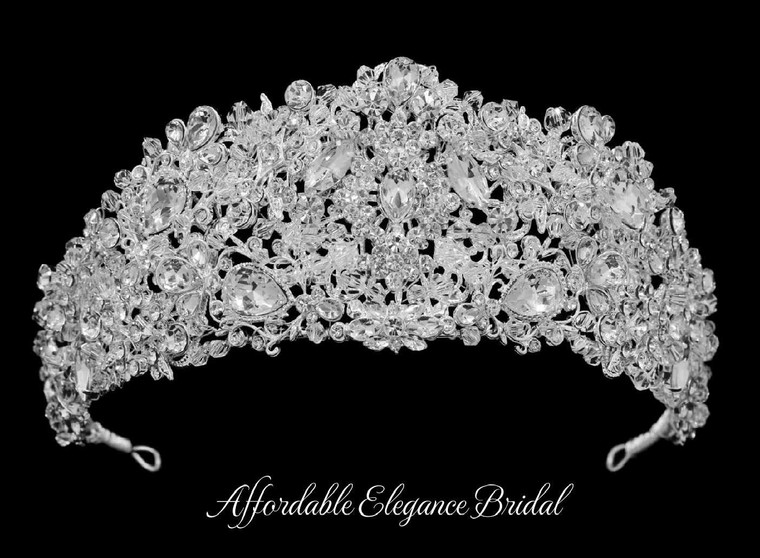 Fabulous 2 1/2" Tall Crystal Wedding and Quinceanera Tiara in Silver