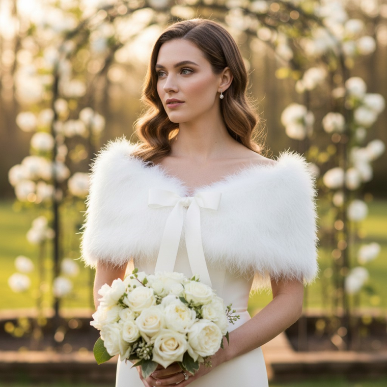 Ivory Vintage Inspired Marabou Feather Bridal Stole Wrap SG8