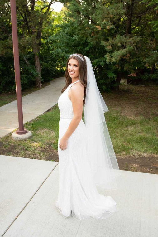 Waterfall Cut Custom Made Waltz Length Wedding Veil V6860