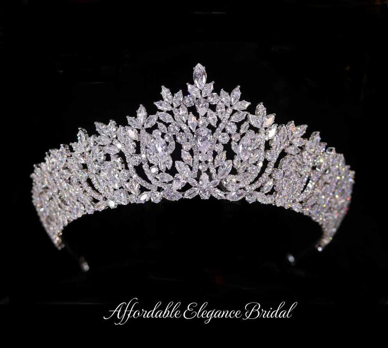 Stunning Silver Plated 2" Tall CZ Wedding and Quinceanera Tiara