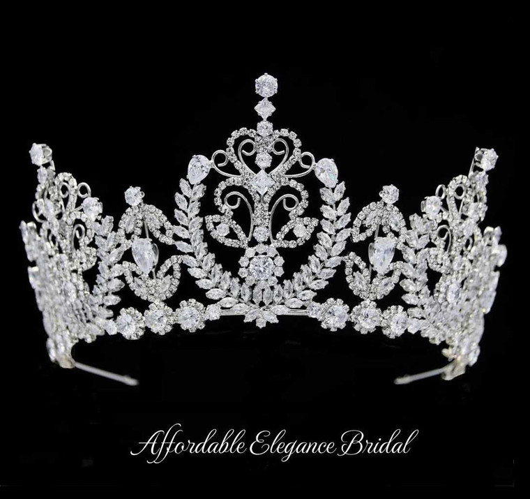 Majestic 3" Tall CZ Silver or Gold Wedding and Quinceanera Tiara
