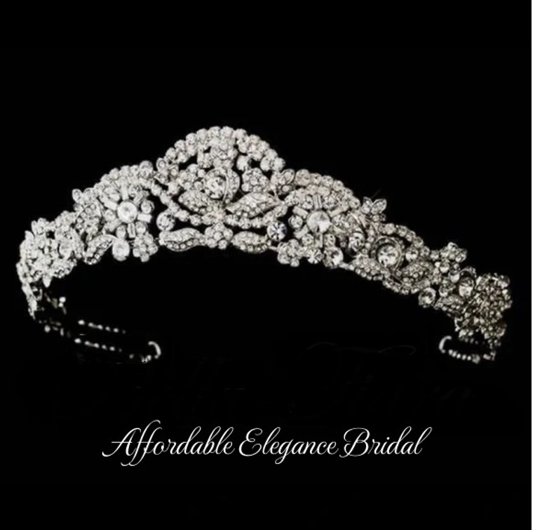 Classic Silver or Gold Rhinestone Royal Bridal and Quinceanera Tiara