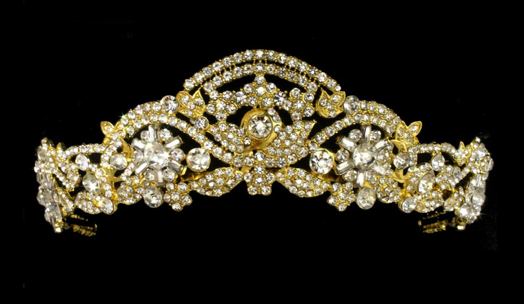 Classic Silver or Gold Rhinestone Royal Bridal and Quinceanera Tiara