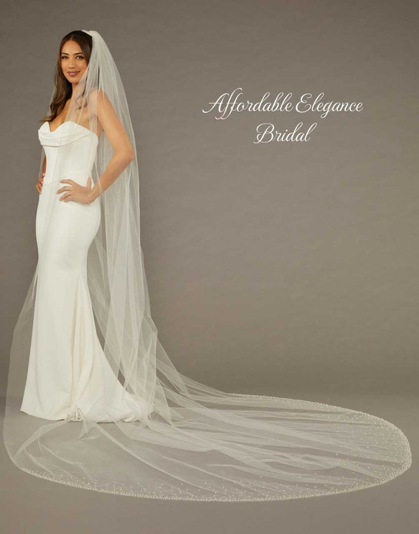 Royal Cathedral Wedding Veil with Pearl Edge Envogue V2487WRC