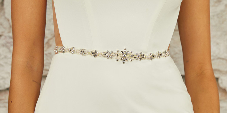 Pearl and Rhinestone Beaded Wedding Belt Envogue BT2471