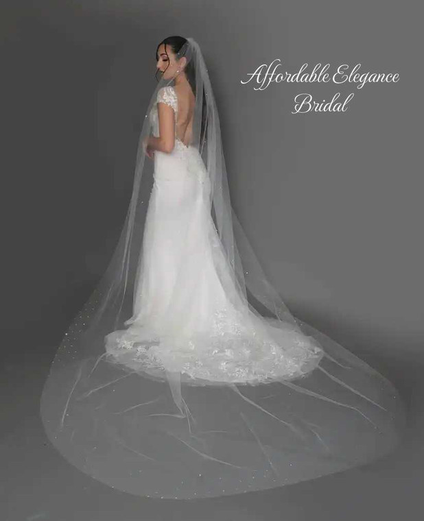 Crystal Rhinestone Border Royal Cathedral Wedding Veil V527
