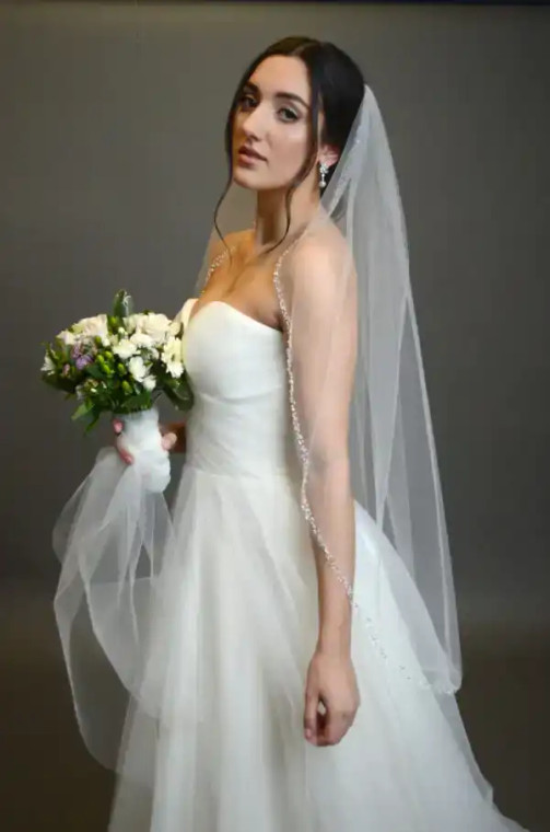 Cathedral Wedding Veil with Crystal Beaded Edge Ansonia V756C