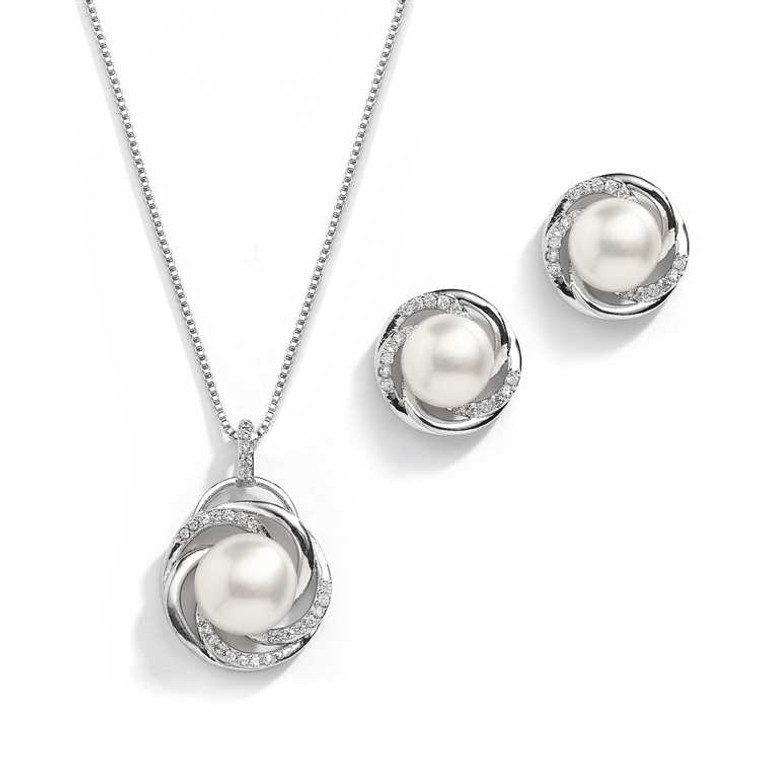 Freshwater Pearl Silver Plated Wedding Jewelry Set