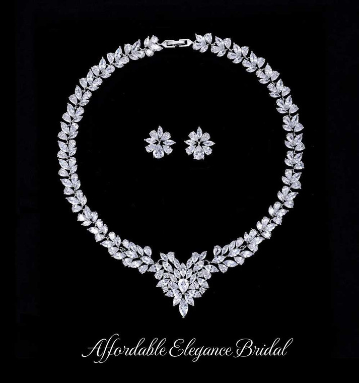 Luxe CZ Silver Plated Wedding and Formal Jewelry Set