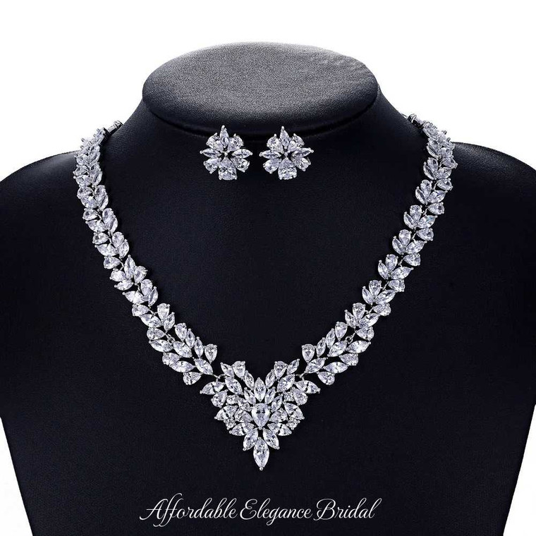 2 Piece 5.66 Tcw Cz Bridal Ring Set In Platinum-Plated Sterling Silver OneStopPl