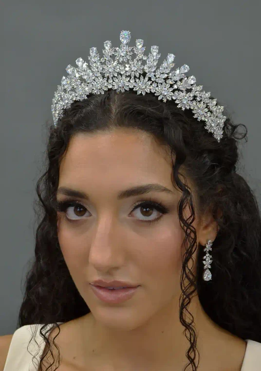 Elena Designs Reign CZ Wedding Tiara in Silver or Gold