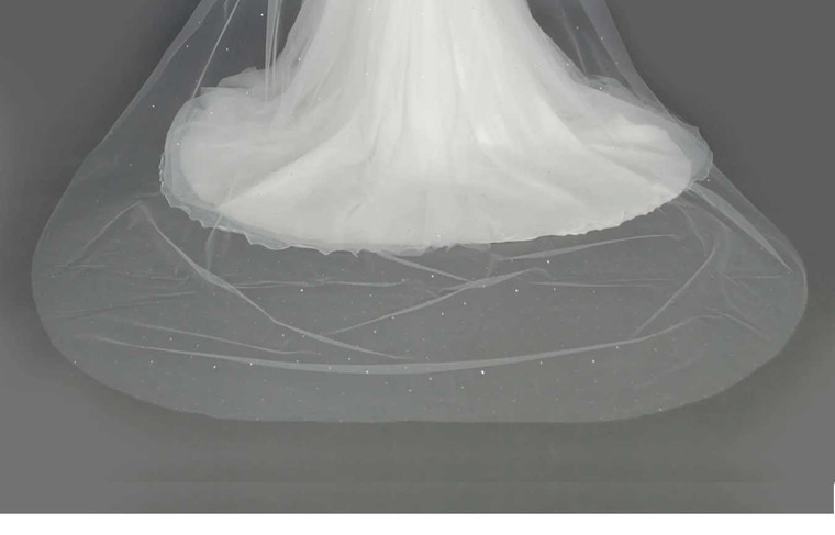 Long Scatter Rhinestones Wedding Veil Cathedral Length Crystal Bridal Veil