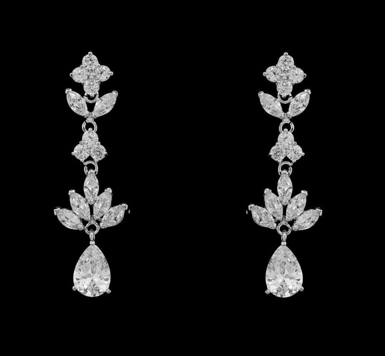 Silver or Gold Plated CZ Wedding Earrings e5317