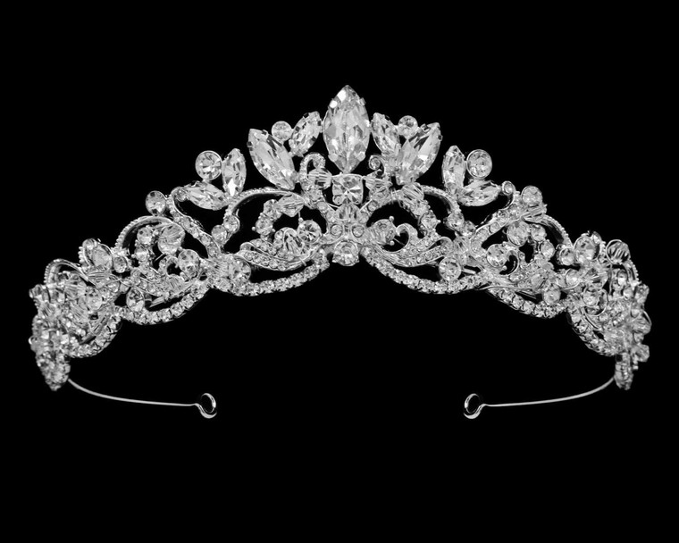 Petite Marquise Crystal Silver Plated Wedding Tiara hp7487