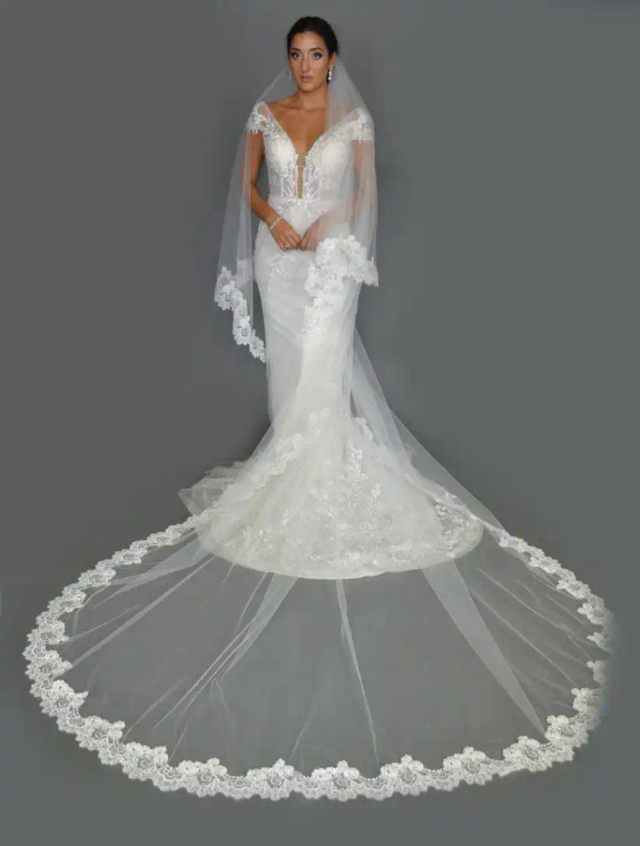 Two Layer Lace Royal Cathedral Wedding Veil E1468