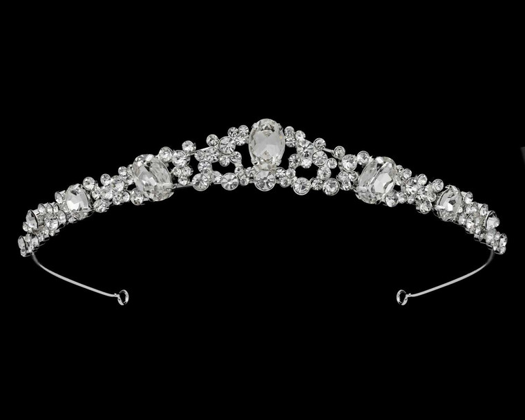 Petite Silver Plated Wedding Tiara with Crystal Rhinestones hp63707