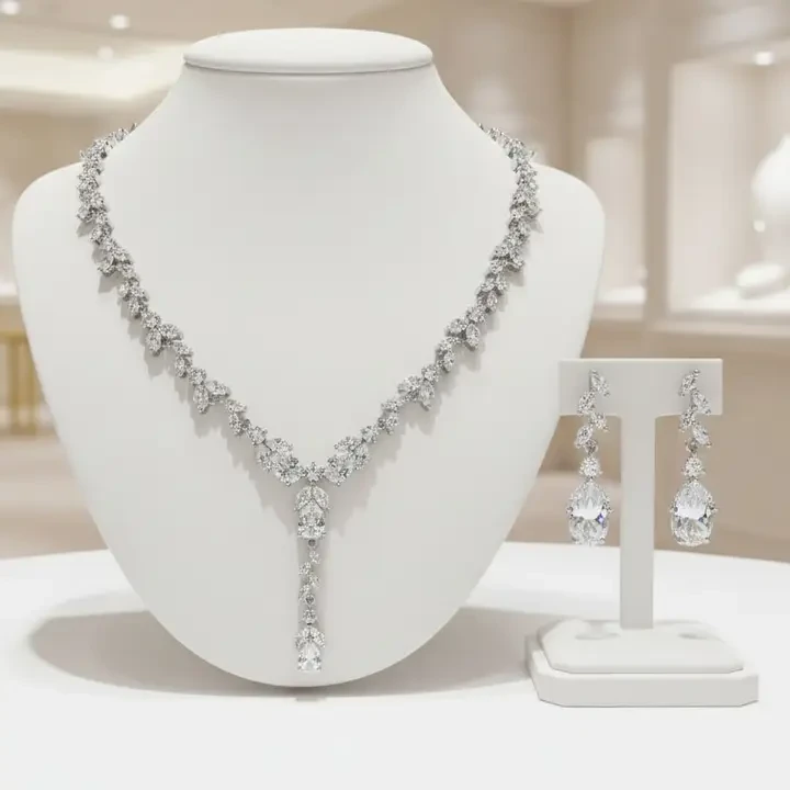 CZ Crystal Bridal and Formal Jewelry Set ne9613