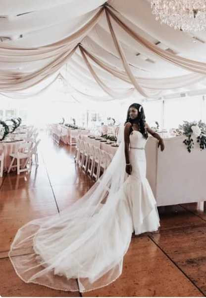 Crystal and Rhinestone Regal Cathedral Mantilla Wedding Veil 