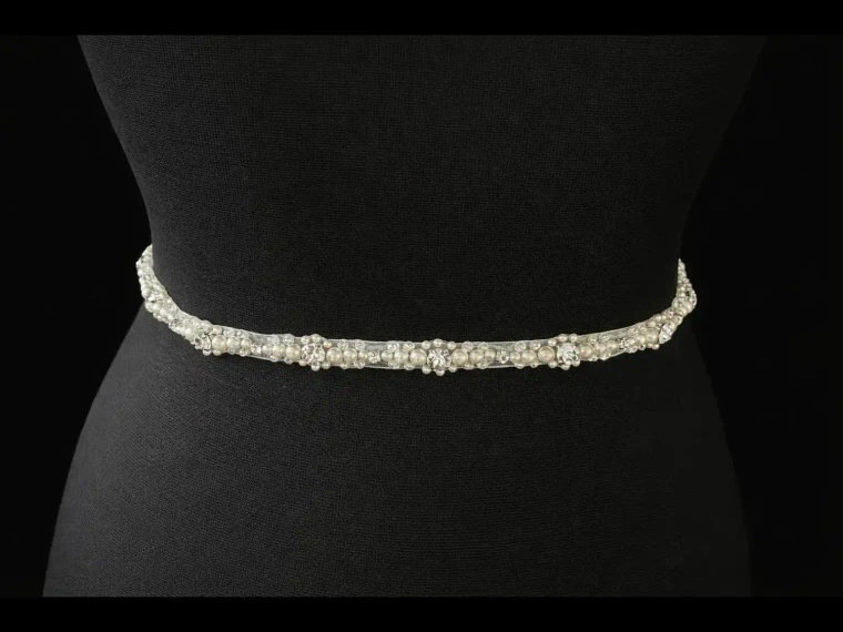 Graduated Pearl and Rhinestone Wedding Belt 9751