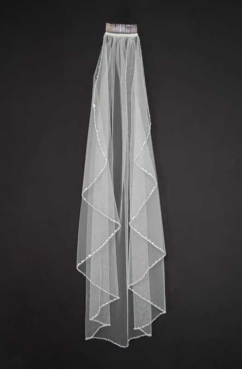 Crystal Beaded Knee Length Wedding Veil C658