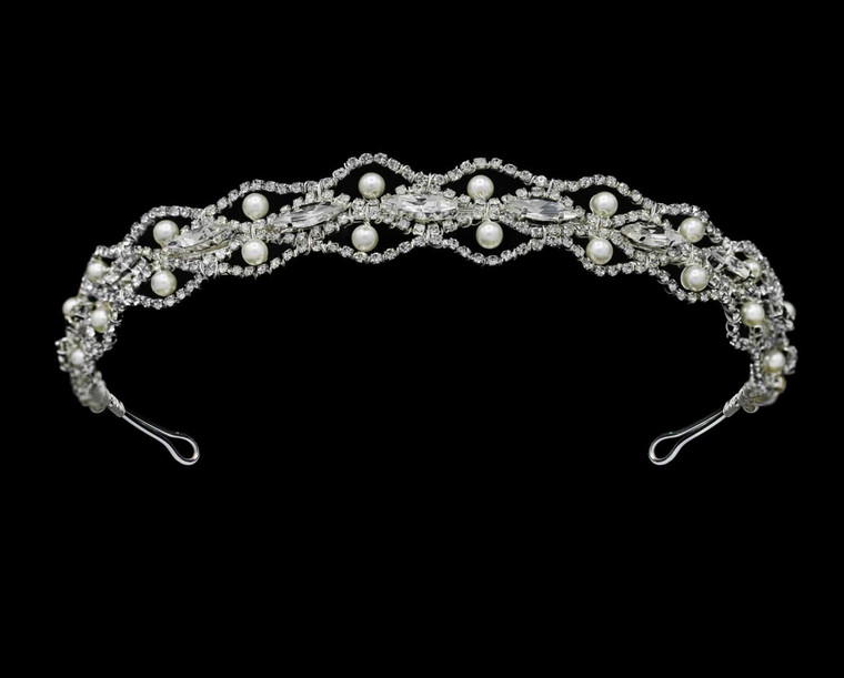 Pearl and Marquise Crystal Rhinestone Bridal Headband hp6541