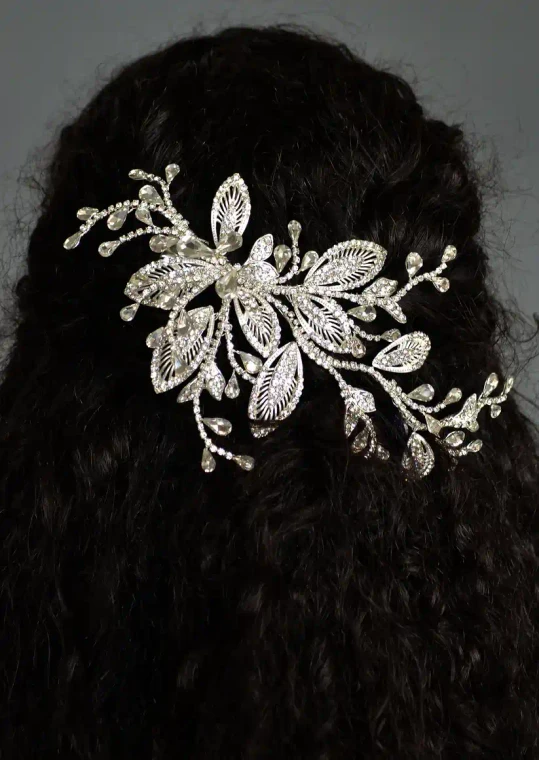 Crystal Floral Vine Bridal Hair Clip Elena Designs Carina
