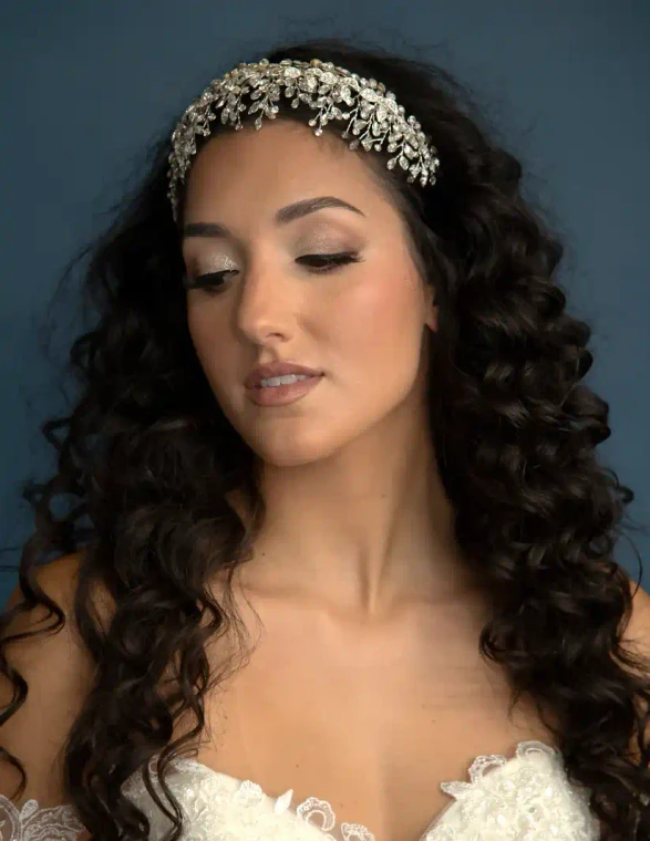 Rhinestone Floral Leaf Wedding Tiara E958