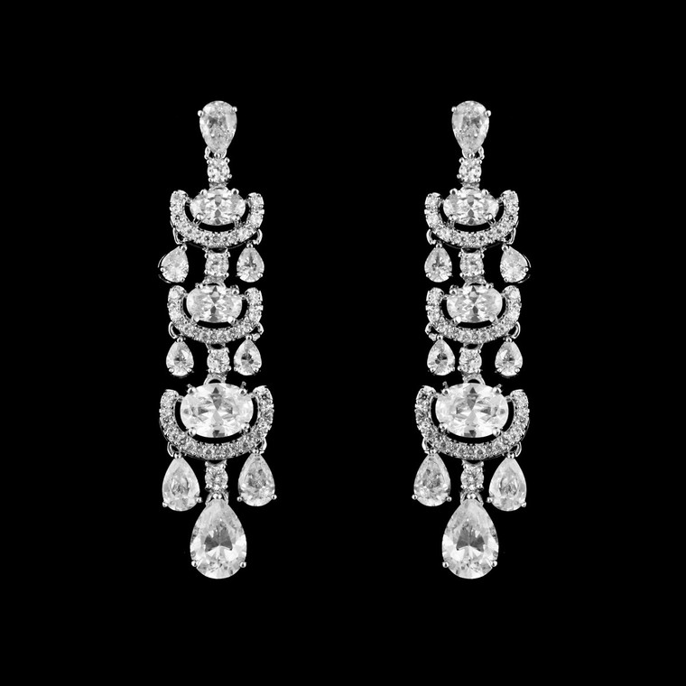 Sterling Silver Plated CZ Wedding Earrings SE2305