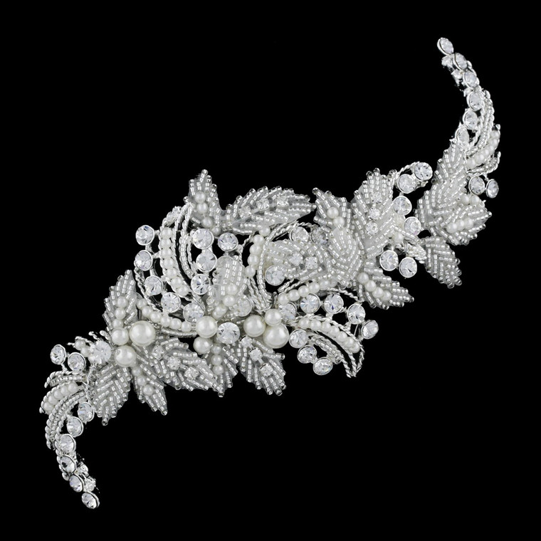  Wedding Hair Clip with Beads, Pearls and Crystals C4228