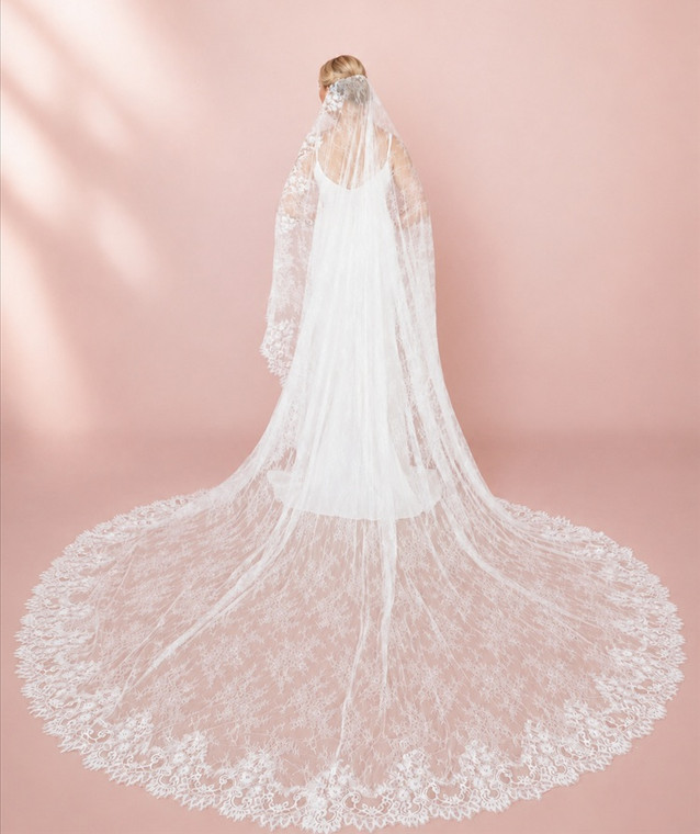 All Lace Royal Cathedral Mantilla Wedding Veil V6326M