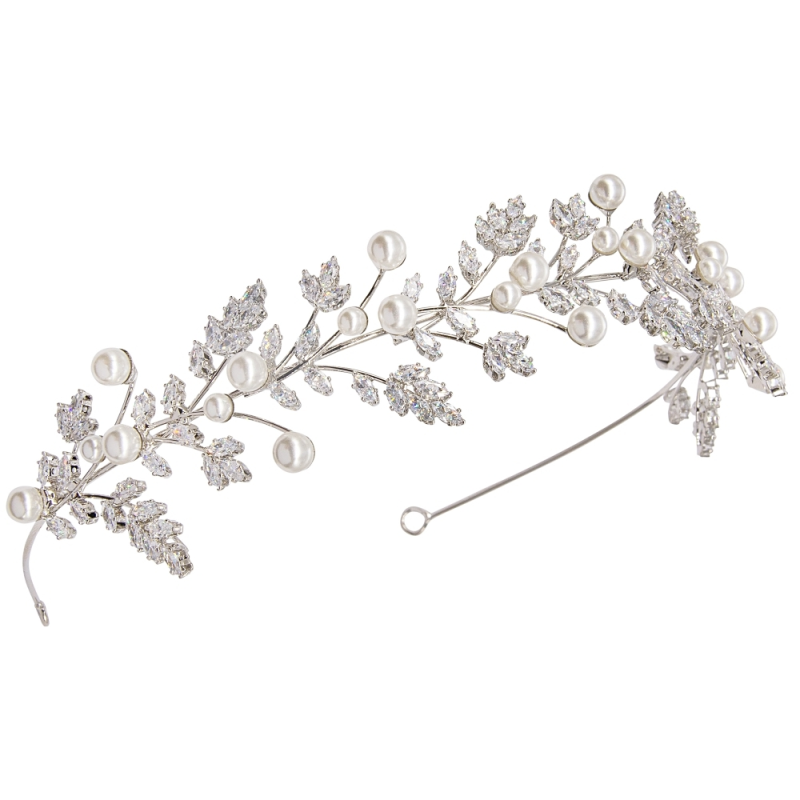 Pearl and CZ Crystal Wedding Headpiece hp7906