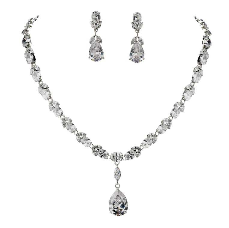 Pearl and Cubic Zirconia Necklace and Earring Set | David's Bridal