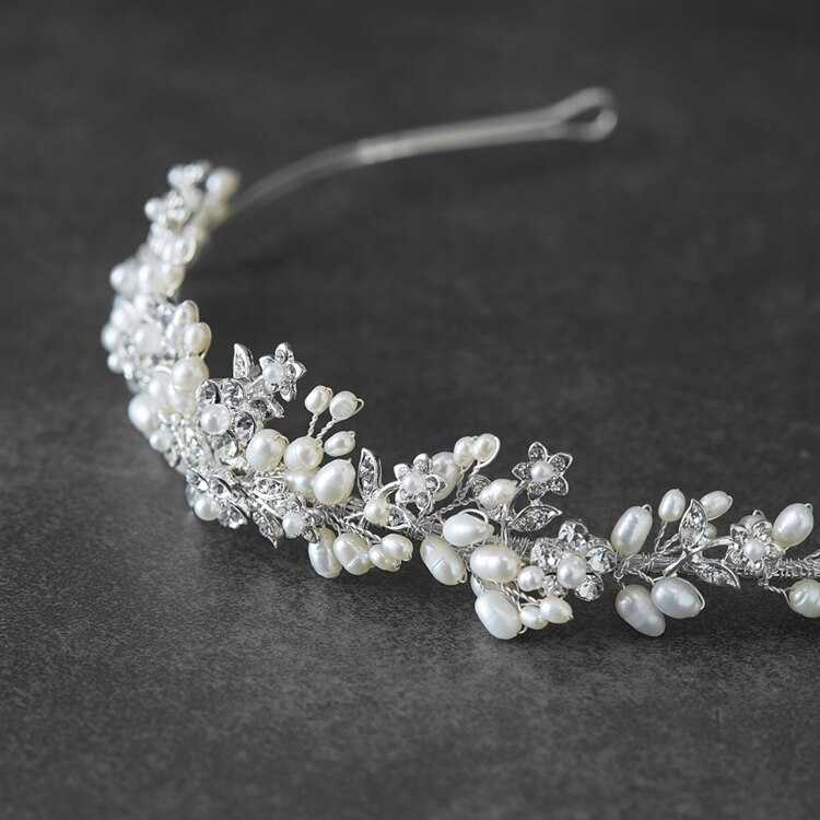 Freshwater Pearl and Crystal Wedding Tiara 3318T