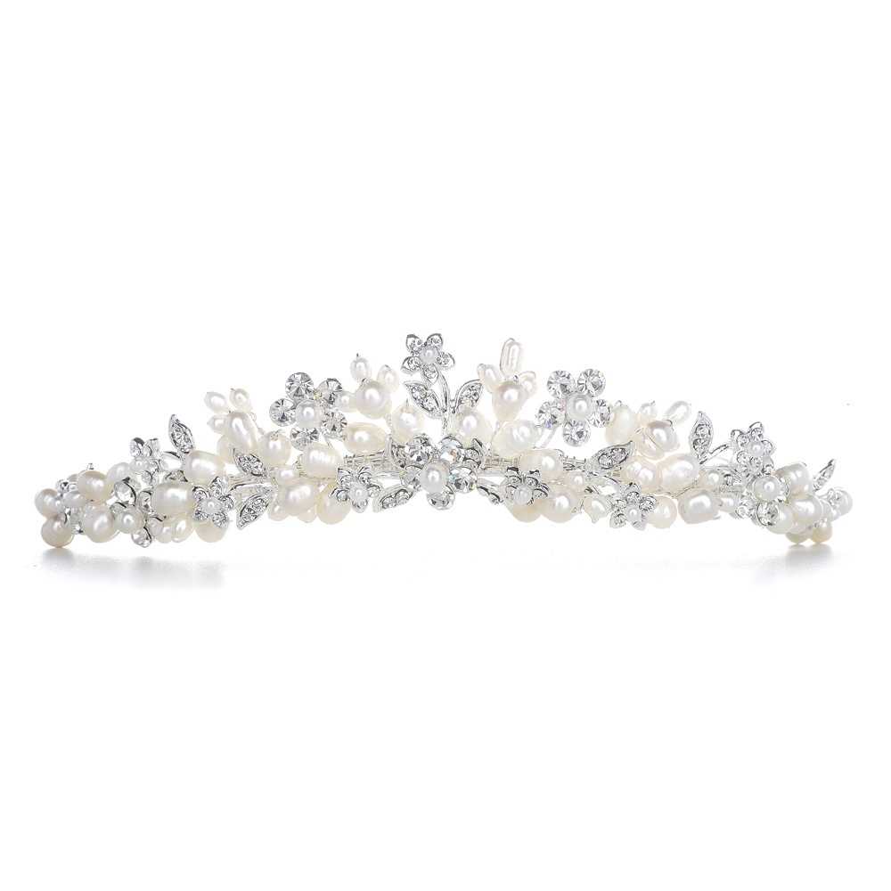Freshwater Pearl and Crystal Wedding Tiara 3318T
