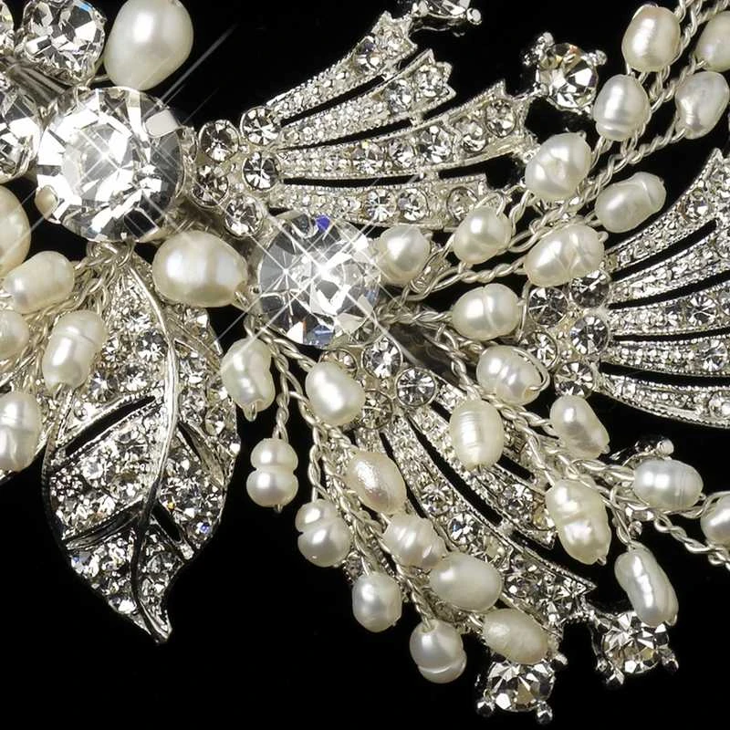 Vintage Look Freshwater Pearl and Crystal Wedding Hair Clip display picture 1
