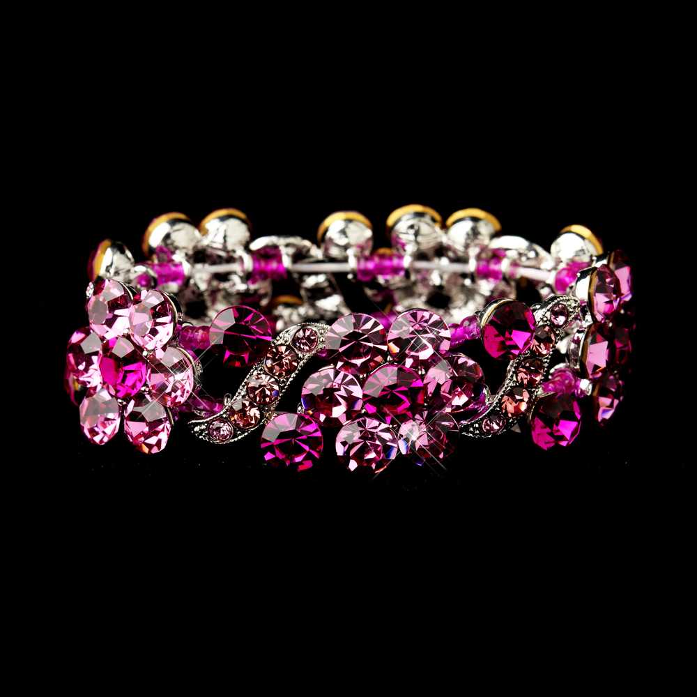 Pink and Fuchsia Crystal Bracelet for Weddings and Prom