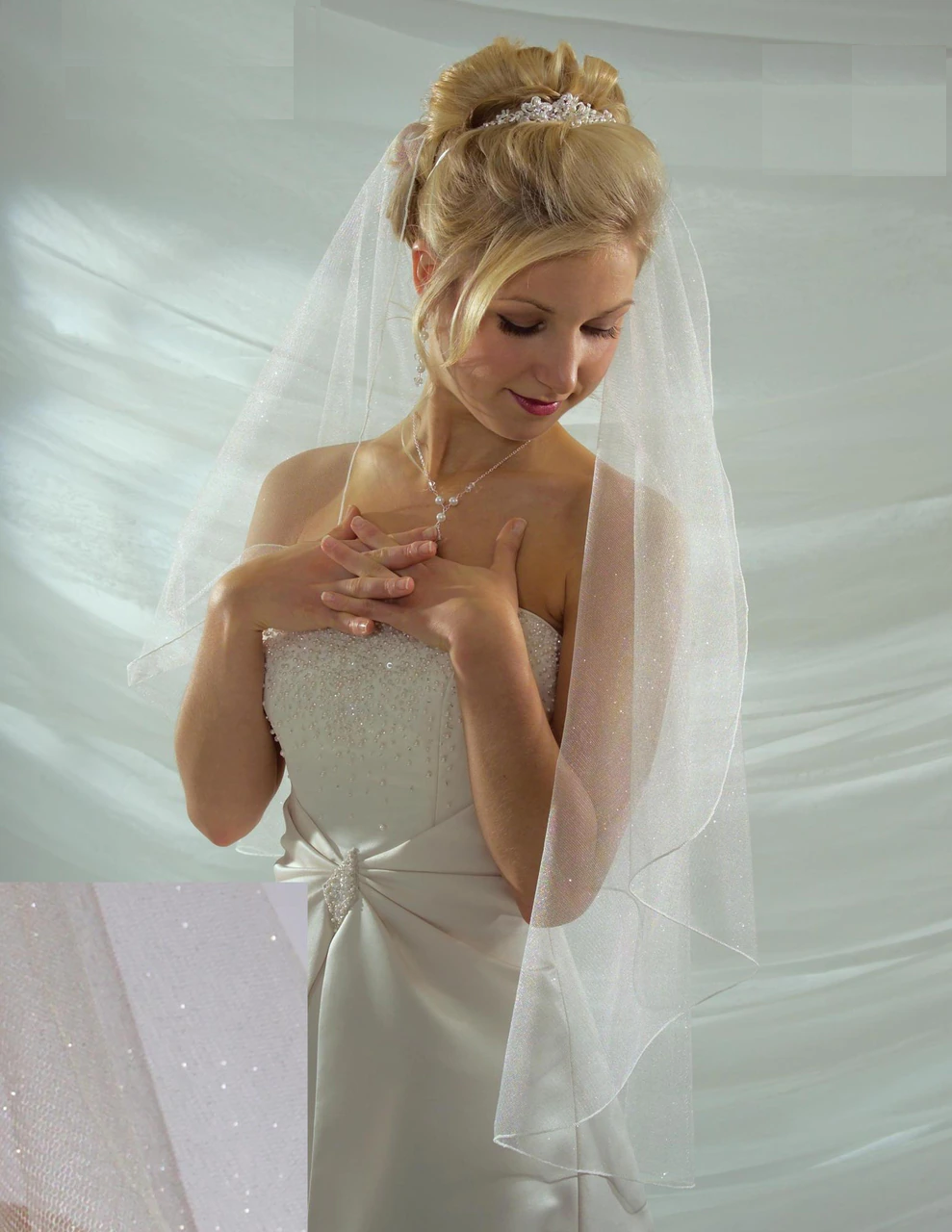 Angel Dust Tulle Fingertip Length Custom Wedding Veil