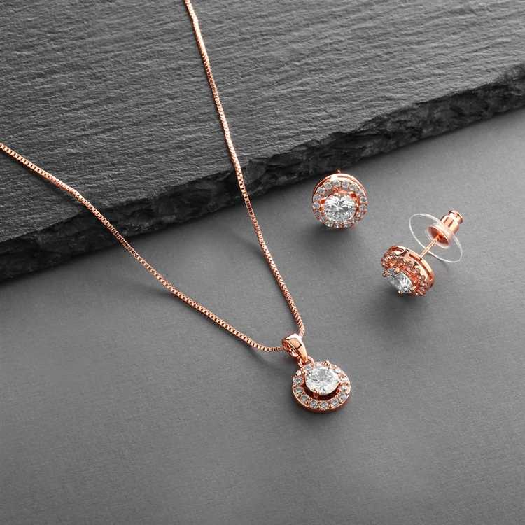 Prom Jewelry Cheap Rose Gold Jewelry Set Prom Earrings Necklace